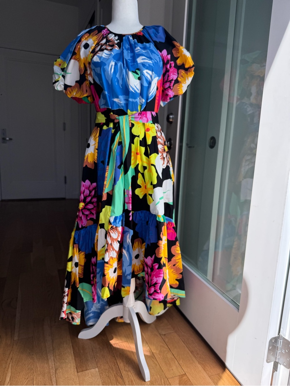 Christopher John Rogers Multicolor Floral Puff-Sleeve Maxi Dress